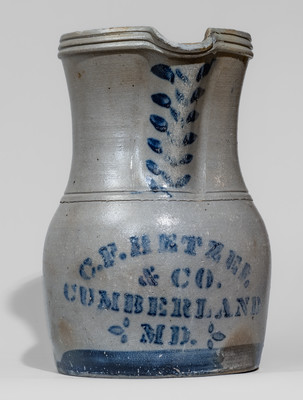 Very Rare C.F. HETZEL & CO. / CUMBERLAND, MD Stoneware Pitcher