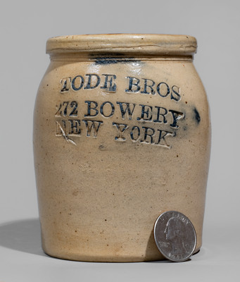 Small-Sized TODE BROS / 272 BOWERY / NEW YORK Stoneware Jar