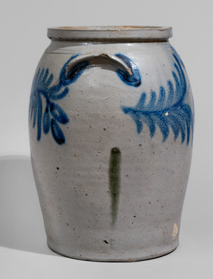 Baltimore Stoneware Jar w/ Cobalt Floral Decoration, c1840