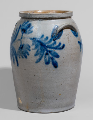 Baltimore Stoneware Jar w/ Cobalt Floral Decoration, c1840