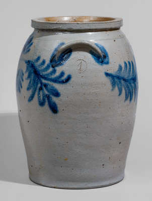 Baltimore Stoneware Jar w/ Cobalt Floral Decoration, c1840