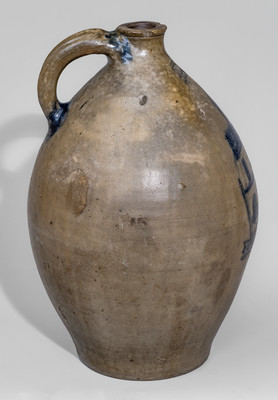 Extremely Rare STEDMAN & SEYMOUR / NEW-HAVEN, CT Stoneware Jug w/ Incised House Decoration