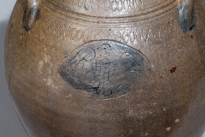 Extremely Rare and Important Stoneware Federal Eagle Jar, attrib. Morgan / Van Wickle, Old Bridge, NJ, c1810