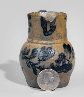 Extremely Rare Miniature Swank, Johnstown, PA Stoneware Pitcher with Presentation Inscription