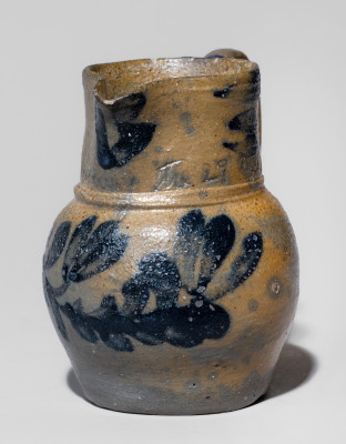 Extremely Rare Miniature Swank, Johnstown, PA Stoneware Pitcher with Presentation Inscription