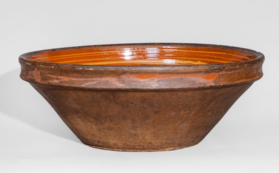Fine Large-Sized Hagerstown, Maryland Redware Bowl w/ Three-Color Slip Decoration