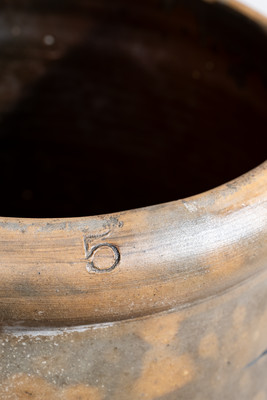 Five-Gallon Anna Pottery Cobalt-Decorated Stoneware Crock, Wallace and Cornwall Kirkpatrick, Illinois