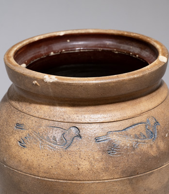 Stoneware Jar w/ Impressed Bird Decoration attrib. Jacob Caire, Poughkeepsie, NY