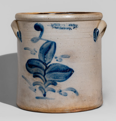 Rare Two-Gallon William Rowley / Middlebury, Ohio Stoneware Crock