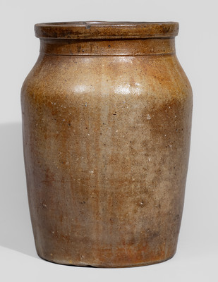 Rare HIGGINS & CO. / CLEVELAND, Ohio Two-Gallon Stoneware Jar, c1840