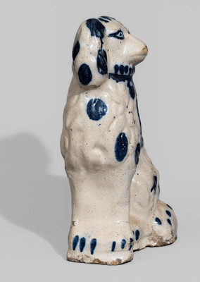 Cobalt-Decorated Ohio Stoneware Figure of Spaniel, late 19th century