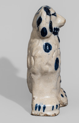 Cobalt-Decorated Ohio Stoneware Figure of Spaniel, late 19th century