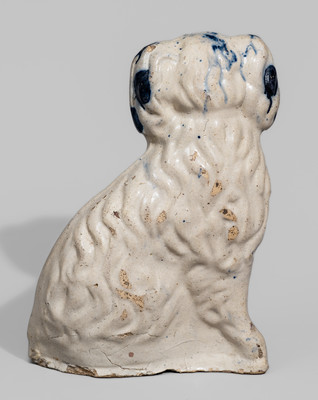 Cobalt-Decorated Ohio Stoneware Figure of Spaniel, late 19th century