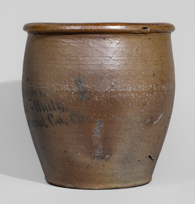 Rare "Sibb J. Beighel / Pleasant Unity / Westmoreland Co., Pa." Stoneware Jar