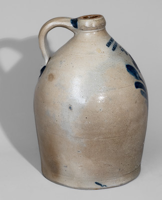 Two-Gallon COWDEN & WILCOX / HARRISBURG, PA Stoneware Jug w/ Floral Decoration