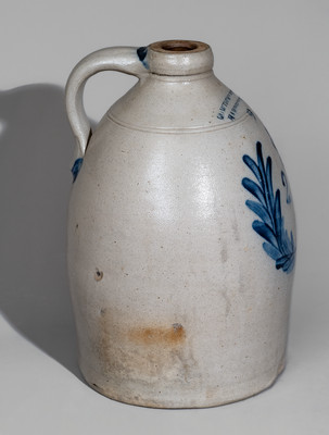 Two-Gallon COWDEN & WILCOX / HARRISBURG, PA Stoneware Jug w/ Cobalt Wreath