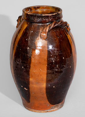 Rare attrib. William Jackson, Saugus, Essex County, Mass. Redware Jar, c1811