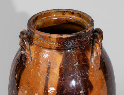 Rare attrib. William Jackson, Saugus, Essex County, Mass. Redware Jar, c1811