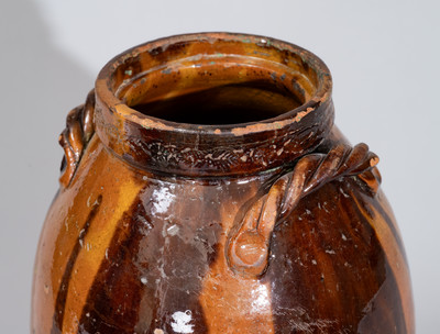 Rare attrib. William Jackson, Saugus, Essex County, Mass. Redware Jar, c1811