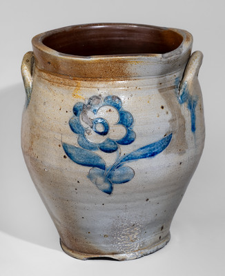 Exceptional Albany, NY Area Stoneware Jar w/ Incised Bird and Floral Decorations, early 19th century
