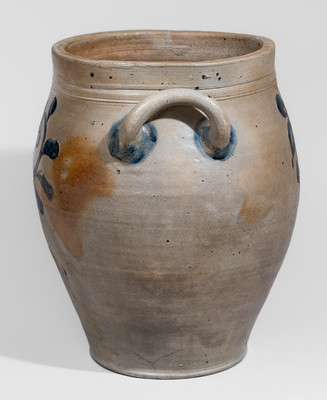 Fine attrib. Clarkson Crolius, Sr., Manhattan, NY Stoneware Jar w/ Incised Floral Decorationral m