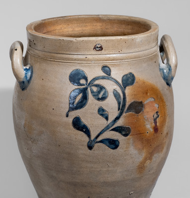 Fine attrib. Clarkson Crolius, Sr., Manhattan, NY Stoneware Jar w/ Incised Floral Decorationral m