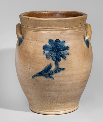 Fine Albany, NY Area Stoneware Jar w/ Incised Bird and Floral Decorations, early 19th century