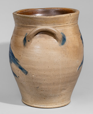 Fine Albany, NY Area Stoneware Jar w/ Incised Bird and Floral Decorations, early 19th century