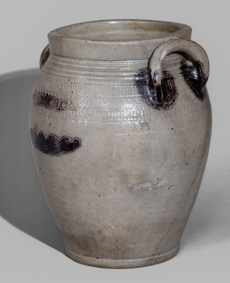 Rare and Fine T W J L (Thomas Warne and Joshua Letts, South Amboy, NJ) Stoneware Jar