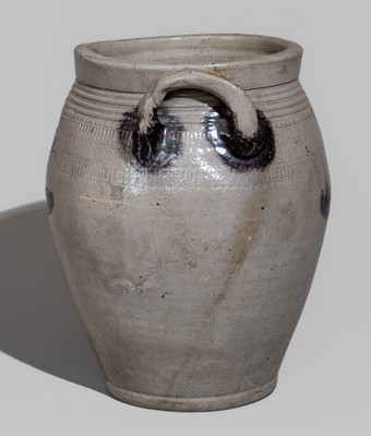 Rare and Fine T W J L (Thomas Warne and Joshua Letts, South Amboy, NJ) Stoneware Jar