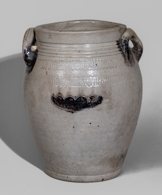 Rare and Fine T W J L (Thomas Warne and Joshua Letts, South Amboy, NJ) Stoneware Jar