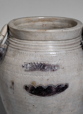 Rare and Fine T W J L (Thomas Warne and Joshua Letts, South Amboy, NJ) Stoneware Jar
