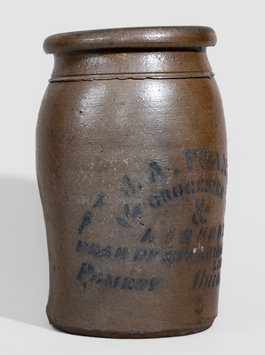 Western PA Stoneware Jar w/ "HEAD OF STEAMBOAT LANDING / POMROY OHIO" Advertising