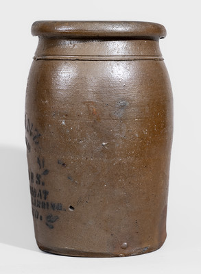 Western PA Stoneware Jar w/ "HEAD OF STEAMBOAT LANDING / POMROY OHIO" Advertising