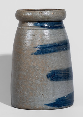 Western Pennsylvania Stoneware Canning Jar w/ Cobalt Stripe Decoration