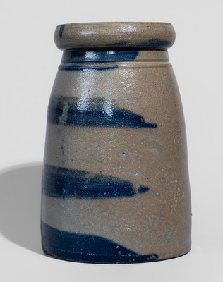 Western Pennsylvania Stoneware Canning Jar w/ Cobalt Stripe Decoration