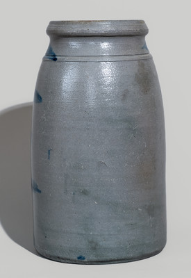 Large-Sized Western PA Stoneware Canning Jar w/ Cobalt Stripe Decoration