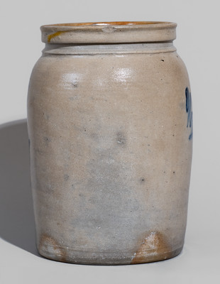 Half-Gallon New Jersey Stoneware Jar w/ Cobalt Floral Decoration, c1855