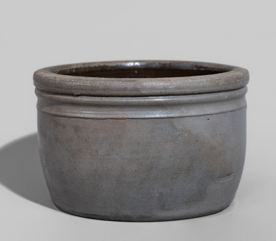 Small-Sized Western PA Stoneware Bowl w/ Cobalt Stripe Decoration, c1870