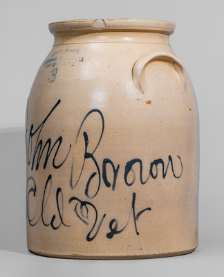 Historically Significant "John Brown / a Old Vet" Stoneware Jar by New York Stoneware Co.