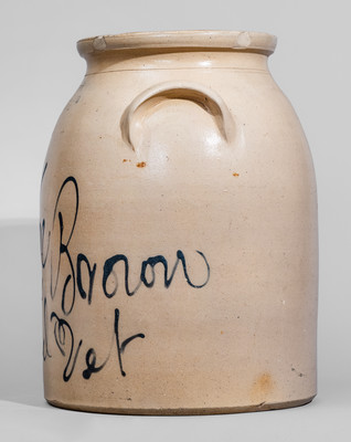 Historically Significant "John Brown / a Old Vet" Stoneware Jar by New York Stoneware Co.