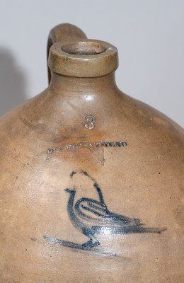 Three-Gallon E S FOX ATHENS, New York Stoneware Bird Jug