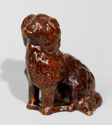 Rare Galena, Illinois Slip-Decorated Redware Spaniel Figure, second half 19th century