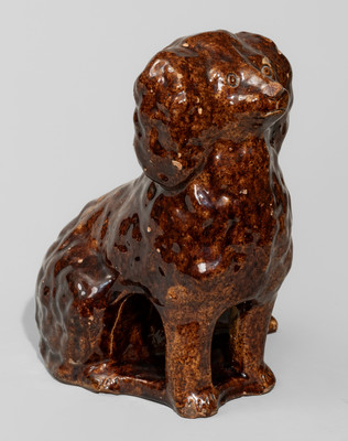 Rare Galena, Illinois Manganese-Glazed Redware Spaniel