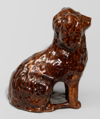 Rare Galena, Illinois Manganese-Glazed Redware Spaniel
