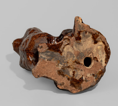 Rare Galena, Illinois Manganese-Glazed Redware Spaniel