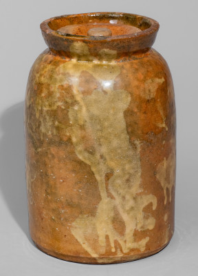 Exceptional Galena, IL Slip-Decorated Redware Canning Jar, second half 19th century
