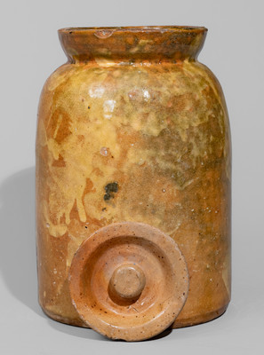 Exceptional Slip-Decorated Galena, Illinois Redware Jar w/ Lid