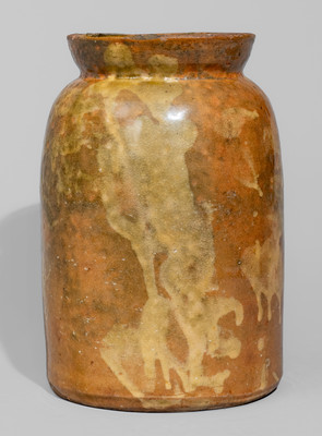 Exceptional Slip-Decorated Galena, Illinois Redware Jar w/ Lid