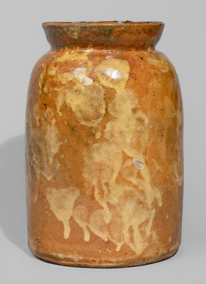 Exceptional Slip-Decorated Galena, Illinois Redware Jar w/ Lid